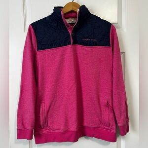 Vineyard Vines Shep Shirt Sweater with Hidden Hood Pink and Navy Jacket